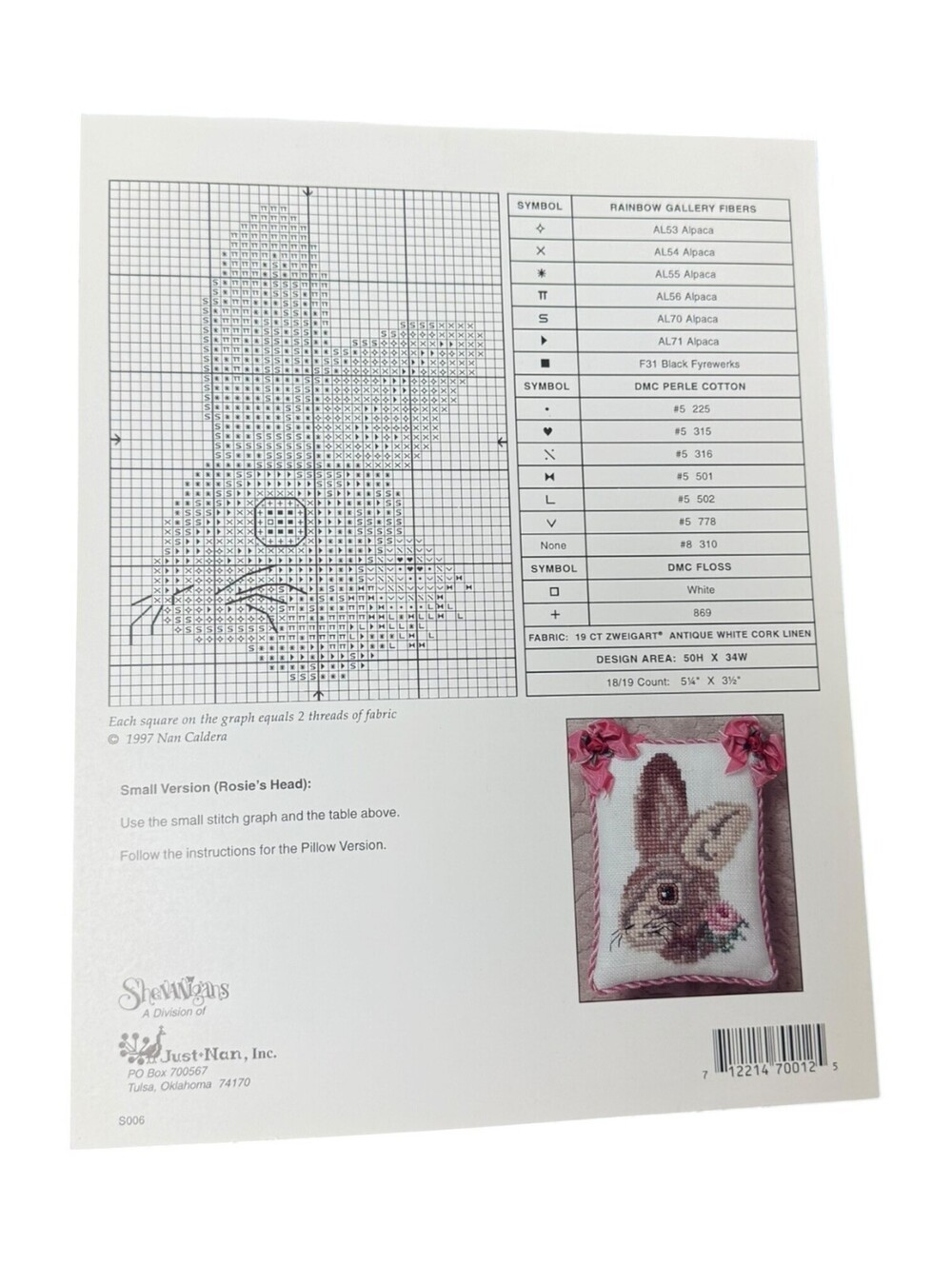 Shenanigans Rosie Rabbit Cross Stitch Pattern Booklet - Picture 3 of 3